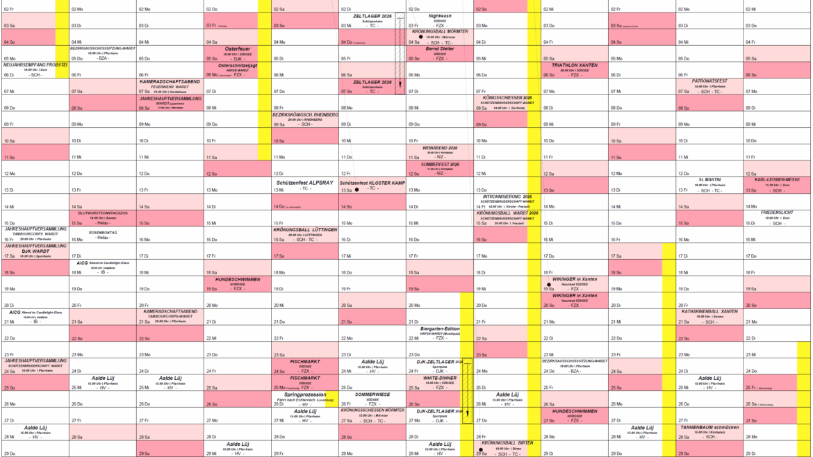 Jahreskalender Inseldorf WARDT 2026